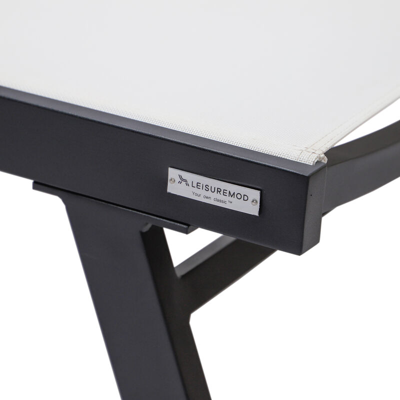 LeisureMod Marlin Poolside Outdoor Patio Lawn and Garden Modern Powder Coated Aluminum Frame Suntan Sling Chaise Lounge Chair with Armrests, Set of 2