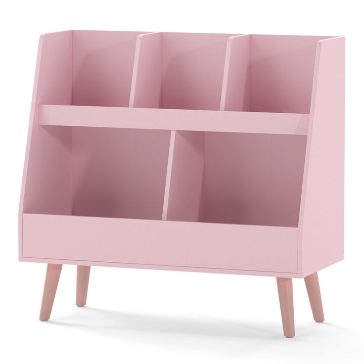 5 Cube Toy Storage Organizer and Kids Bookshelf with Anti Tipping Kits for Bedroom
