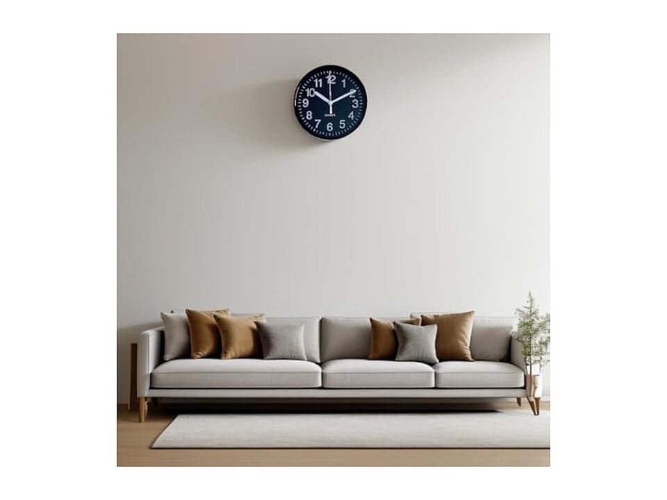 Black Rounded Traditional Timepiece Adds Wall Clock 7 Inch Home Decor