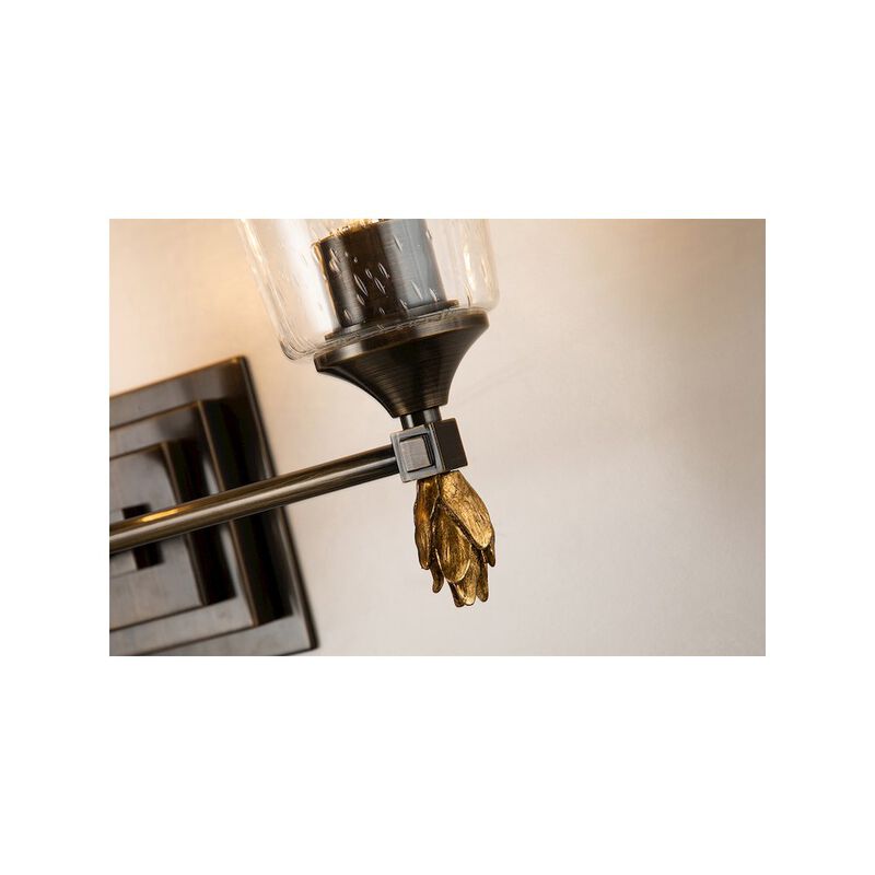 Lucas McKearn Vetiver 3 Light Bath Vanity Light In Dark Bronze With Gold Accents