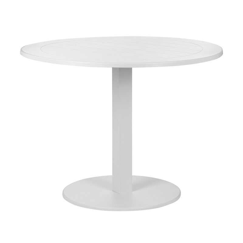 Keli 35 Inch Round Dining Table, White Aluminum Frame, Foldable Design image number 0