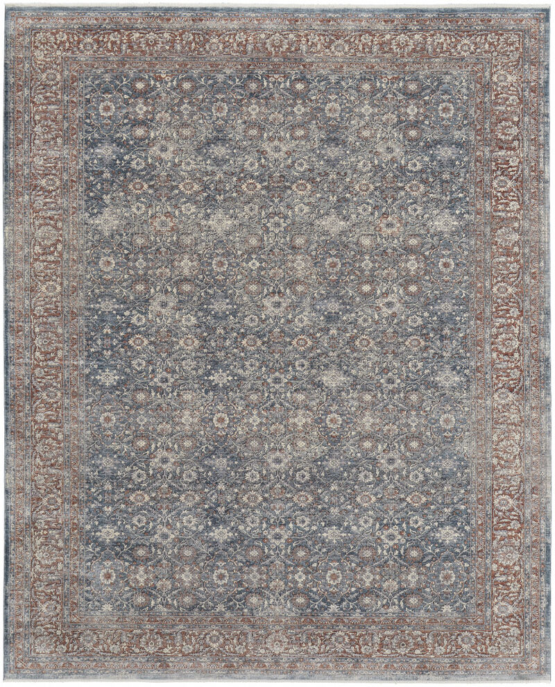 4 X 6 Blue And Red Floral Power Loom Stain Resistant Area Rug image number 0