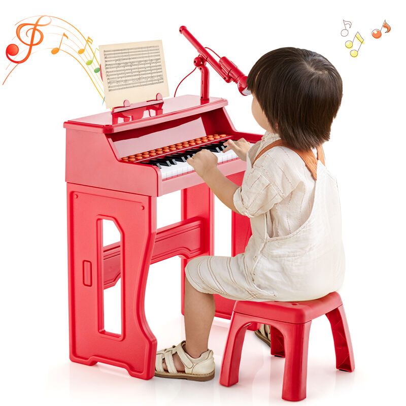 Kids 37-Key Piano with Microphone and Detachable Music Stand for Learning