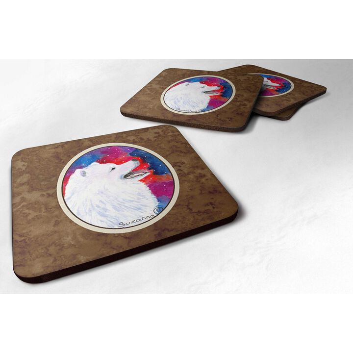 Caroline's Treasures SS8752FC Samoyed Foam Coasters (Set of 4), 3.5 H x 3.5 W, Multicolor