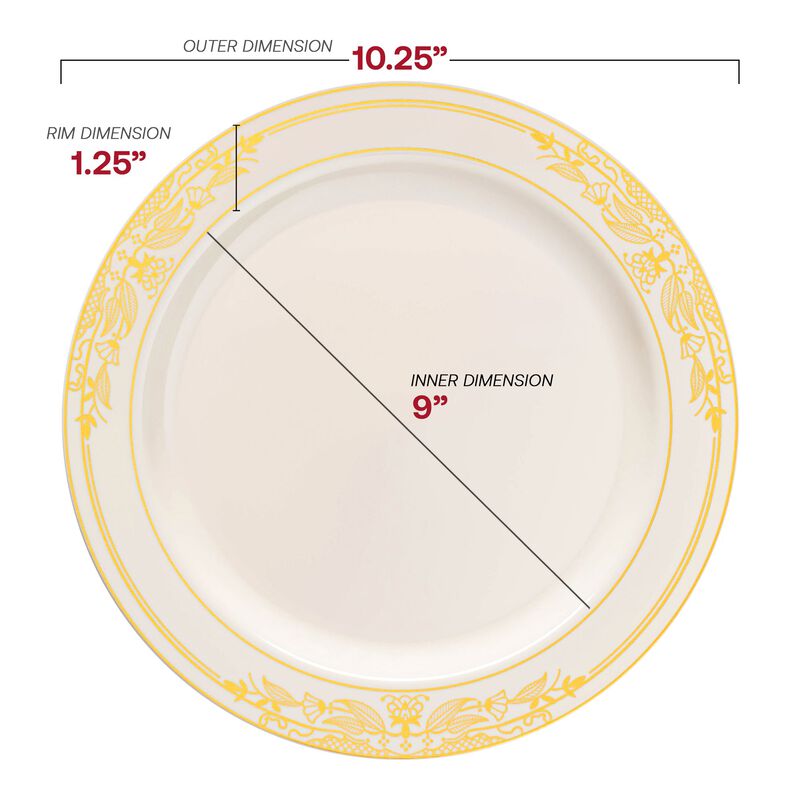 Ivory with Gold Harmony Rim Plastic Dinnerware Value Set (40 Sets) image number 2