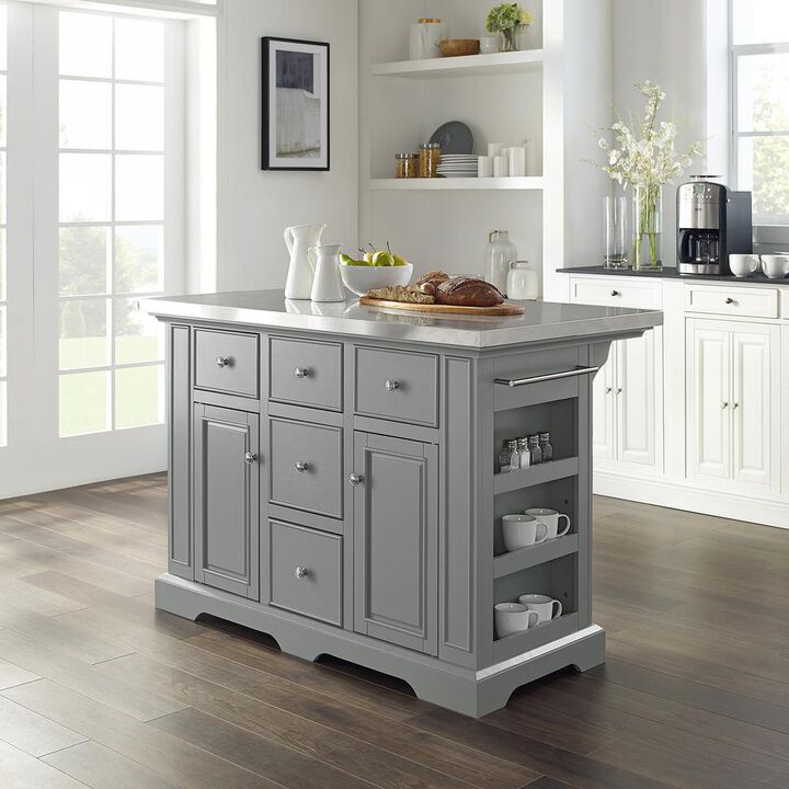 Julia Stainless Steel Top Kitchen Island