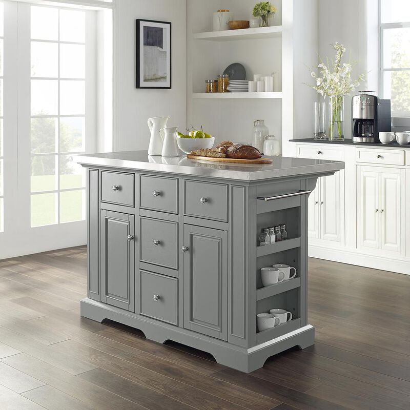 Julia Stainless Steel Top Kitchen Island