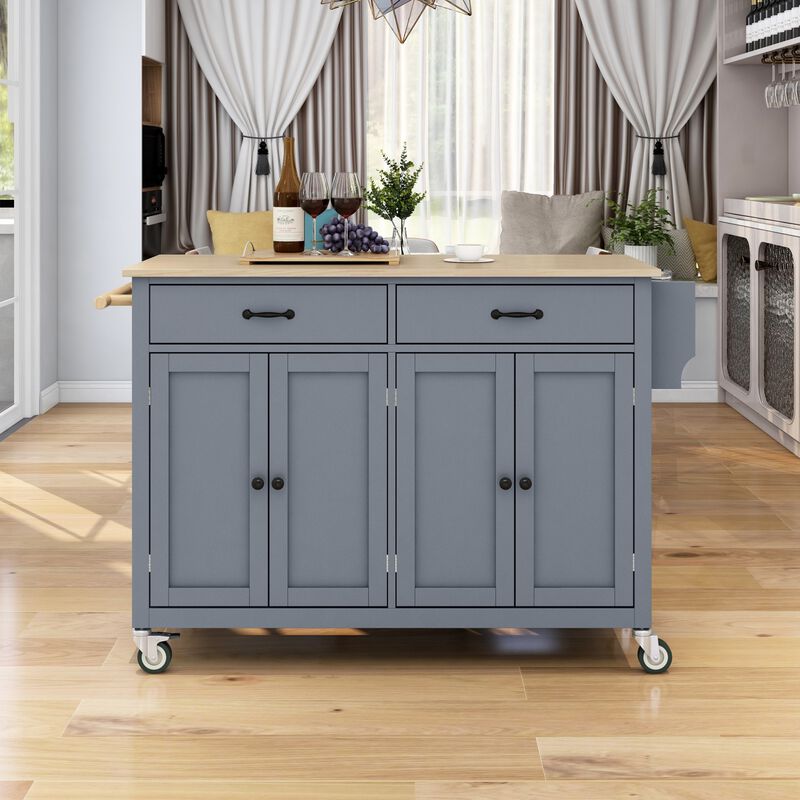 ELEMENT ACE Versatile Kitchen Island Cart with Adjustable Storage Shelves and Durable Solid Wood Top image number 3