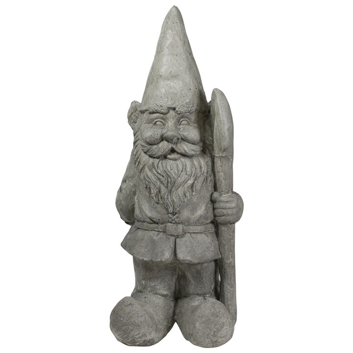 18.5" Gray Gardener Gnome with Shovel Outdoor Garden Statue