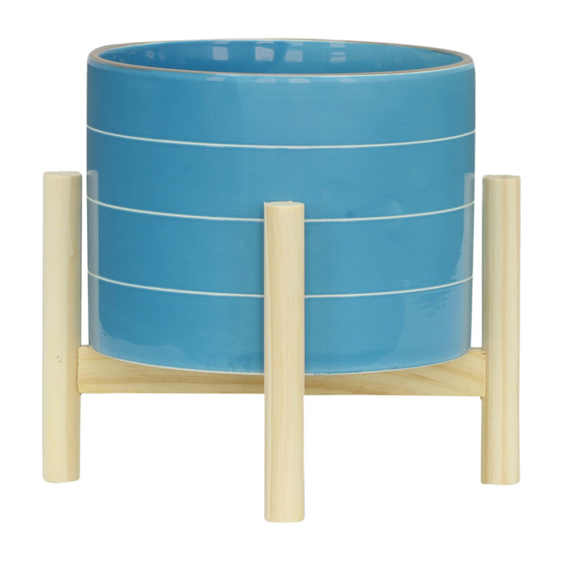 8" Striped Planter image number 1