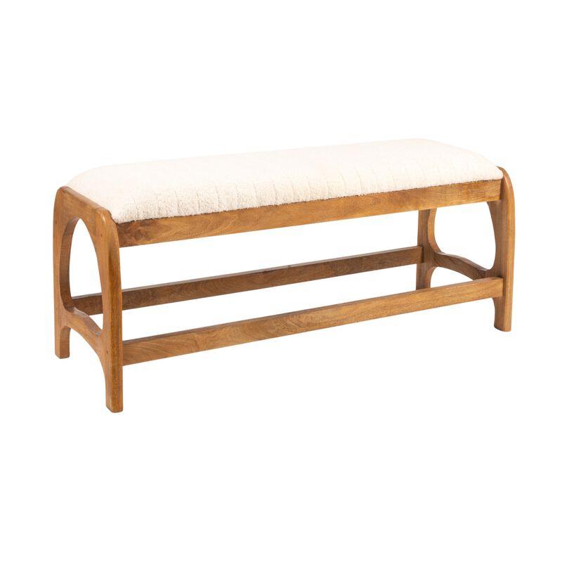 Mango Wood Arch Bench with Boucle Seat image number 0
