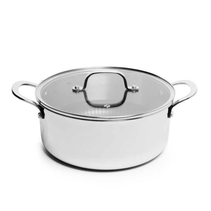 Tri-ply Stainless Steel Diamond Nonstick 4.8 QT Dutch Oven with Glass Lid
