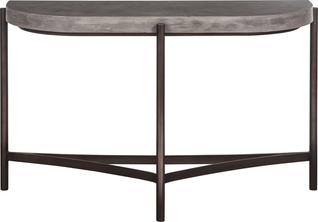 Lyon Semi-circular Natural Concrete and Metal Console Table