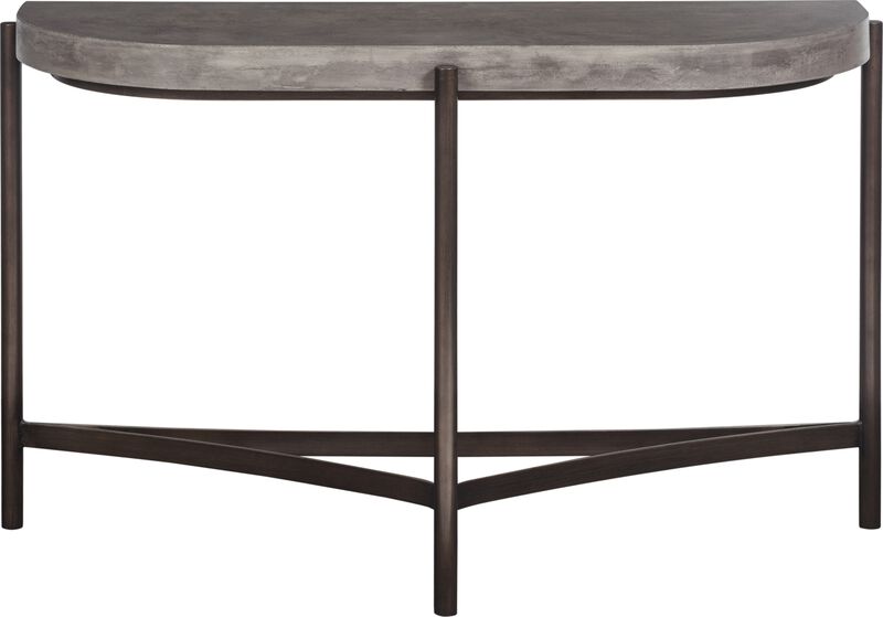 Lyon Semi-circular Natural Concrete and Metal Console Table