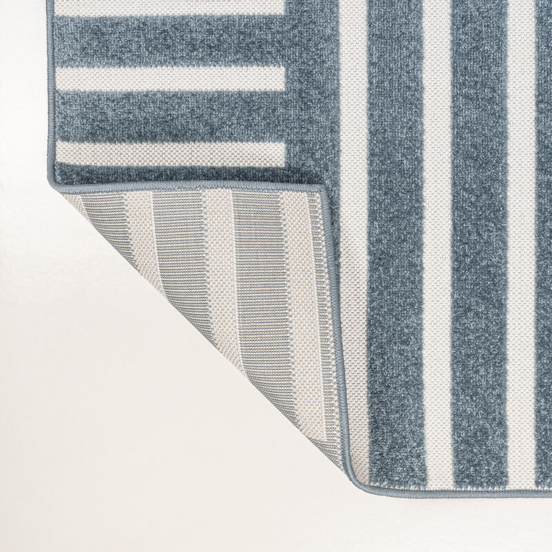 Anders High-Low MidCentury Modern Arch Stripe Two-Tone Indoor/Outdoor Area Rug