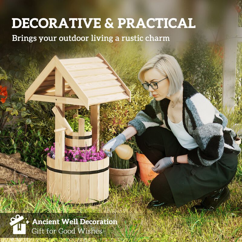 Hivvago Decorative Wooden Wishing Well for Garden image number 3
