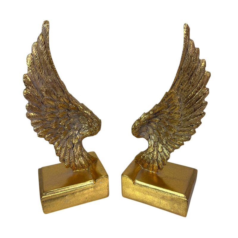 Angel Wing Bookends Set Antique Gold Resin 875 In Decorative Book Holders image number 3