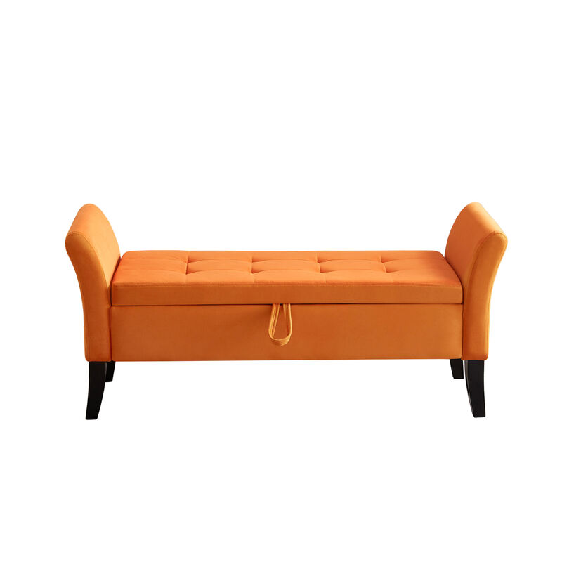 Streamdale 51.5'' Bed Bench With Storage Orange Velvet image number 8