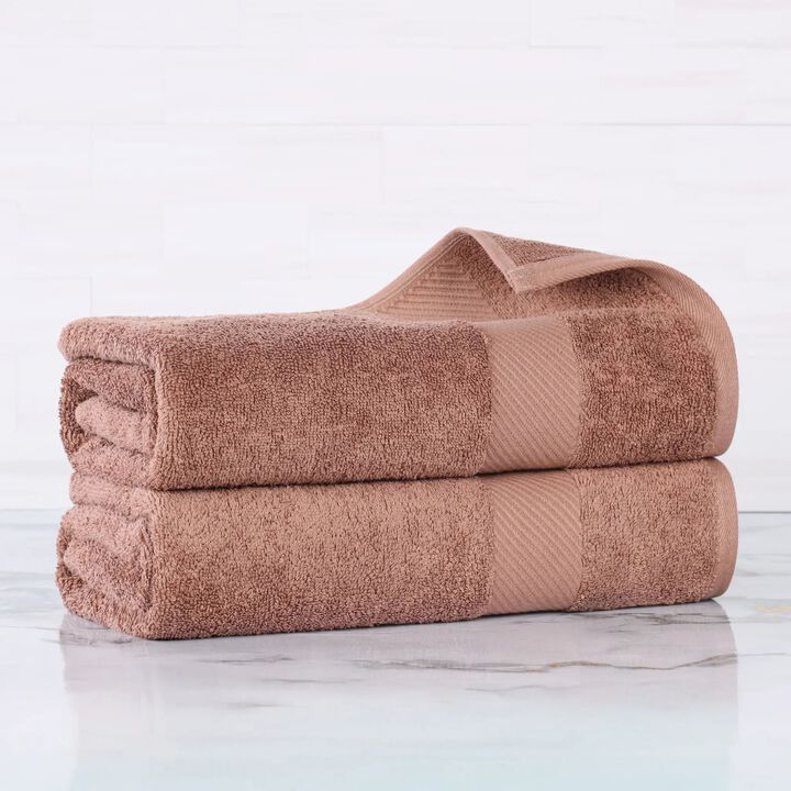 2-Piece Egyptian Cotton Bath Sheet Set &ndash; Luxury Soft & Thick Towels with Border