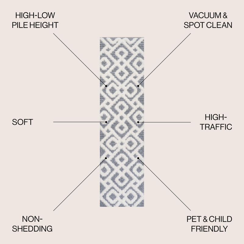 Astrid Retro Trellis High-Low Area Rug