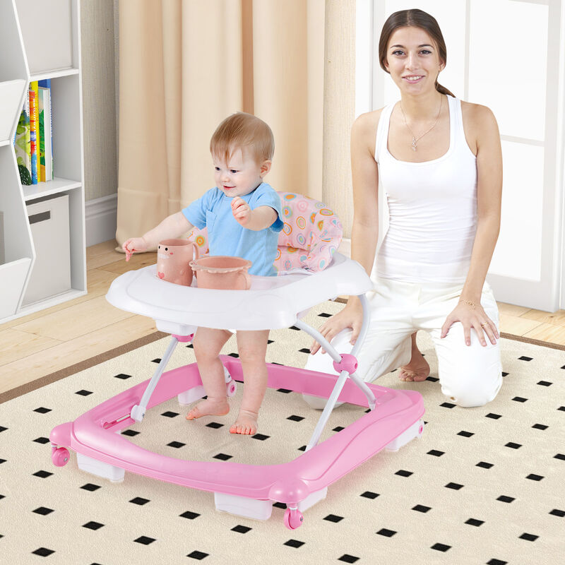Adjustable Baby Walker with 3 Height Levels and Foldable Padded Seat image number 3