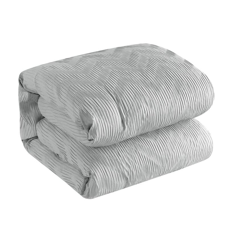 Chic Home Meredith Comforter Set Plush Ribbed Chevron Design Bedding Grey, King
