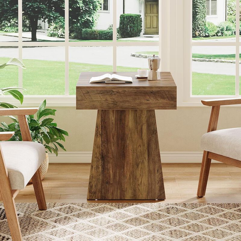 Small Square Side Table Nightstand with Wide Base for Bedroom & Living Room image number 3