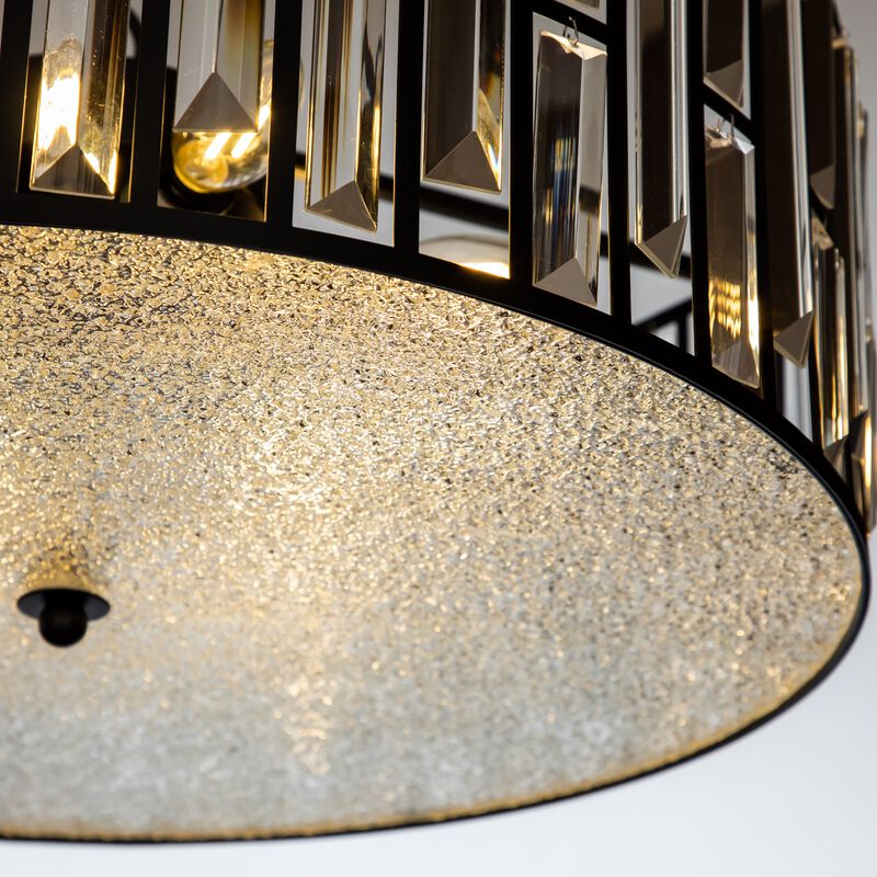 6-Light Black Mondern Farmhouse Lantern Drum Chandeliers With Crystal Accents image number 4