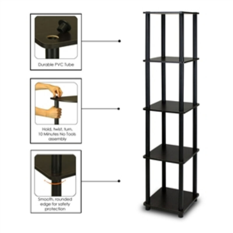 5-Tier Square Corner Display Shelf Bookcase for Storage and Decor