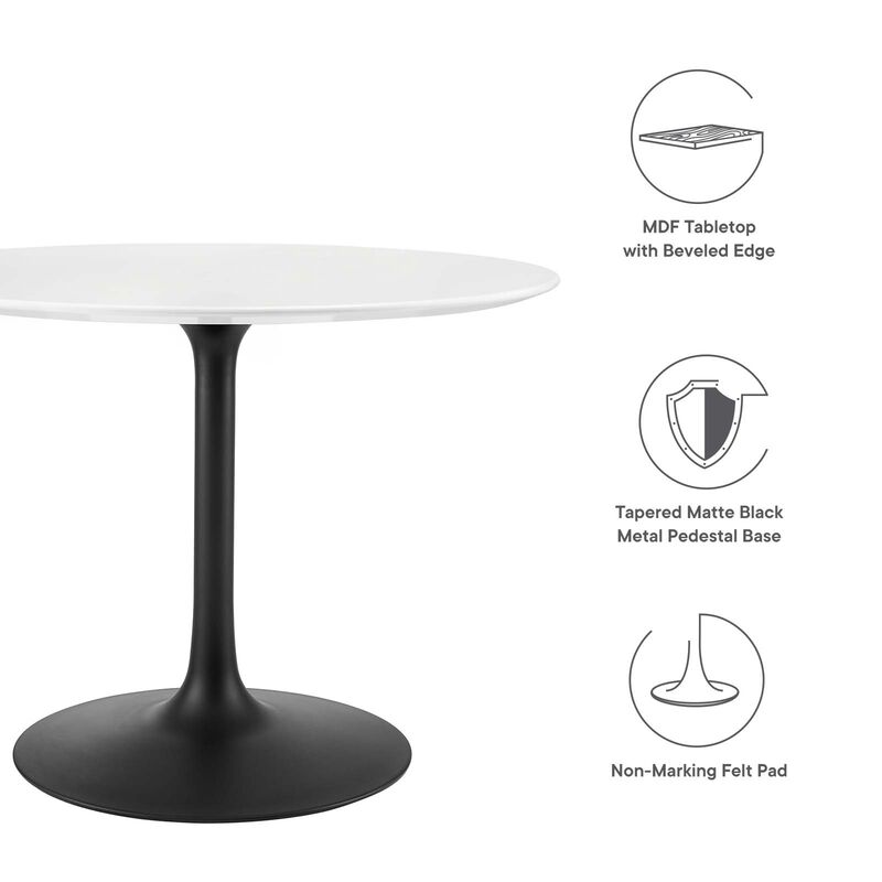 Modway - Lippa 40" Round Dining Table Black White