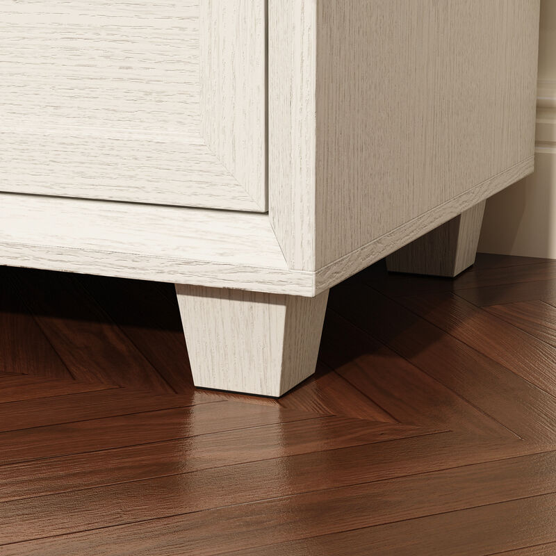 FUFU&GAGA White Wood Grain Storage Cabinet with Beveled Edge & Thickened Design, 9-Drawer Organizer, for Living Room , 60 in. W x 20.1 in. D x 39.8 in. H