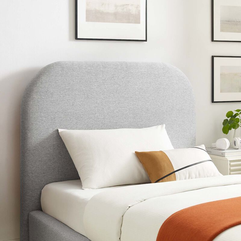 Keynote Upholstered Fabric Curved Twin Platform Bed image number 8