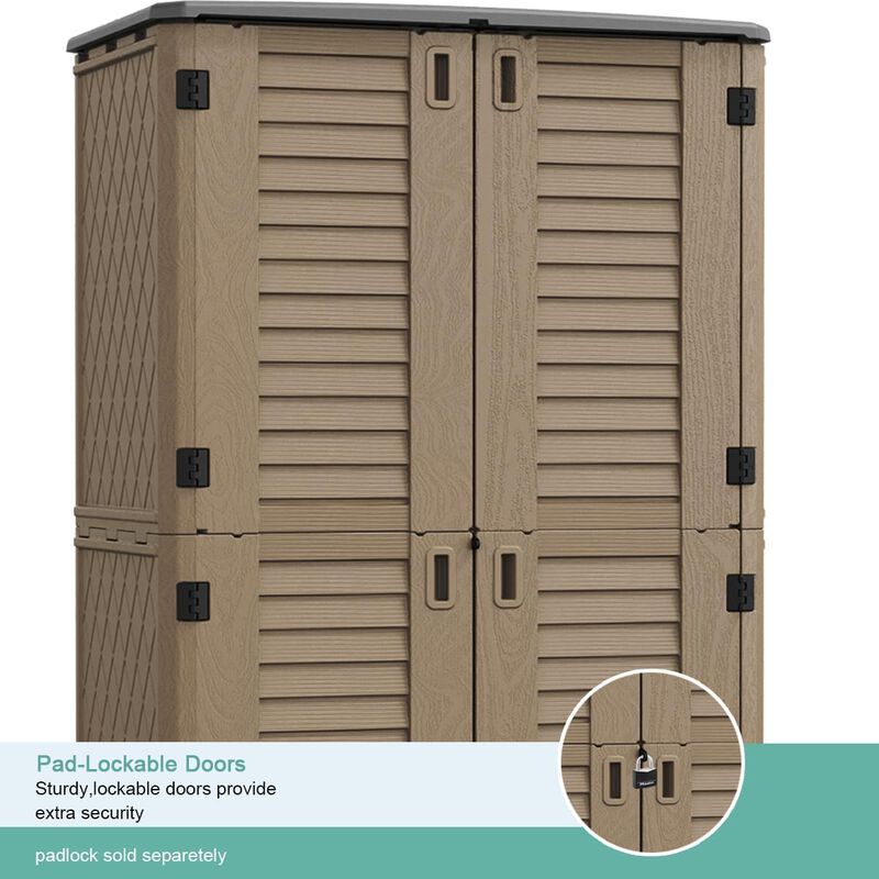 Vertical Storage Shed Weather Resistance, 66 Cu. Ft. Waterproof Outdoor Storage