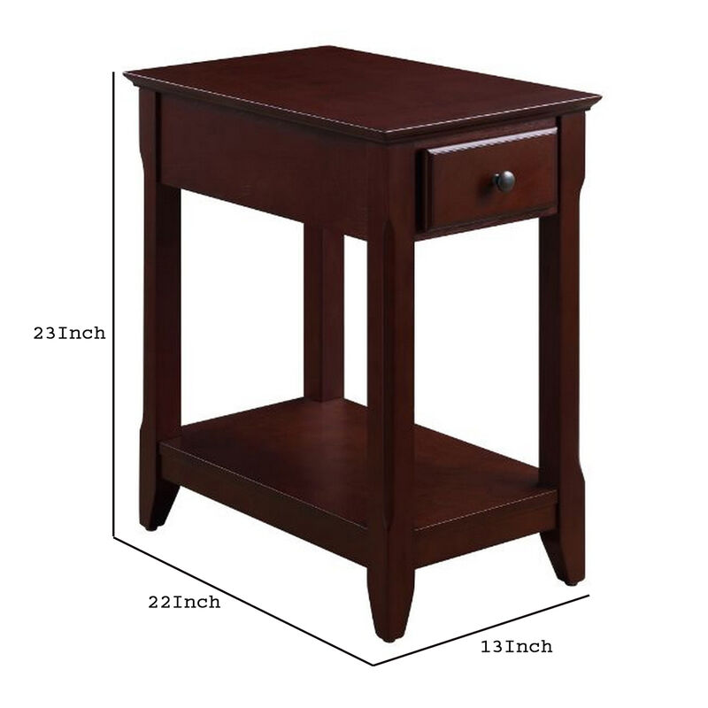 Accent Table with 1 Drawer and Bottom Shelf, Brown