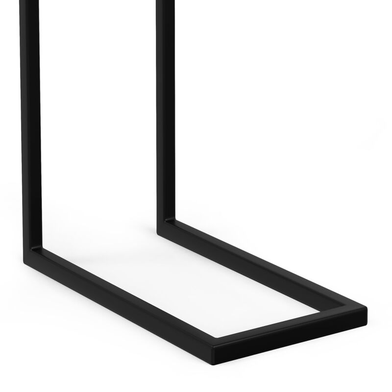 SIMPLIHOME Skyler Solid Mango Wood and Metal 18 inch Wide Rectangle Industrial C Side Table with Inlay in Natural, Fully Assembl