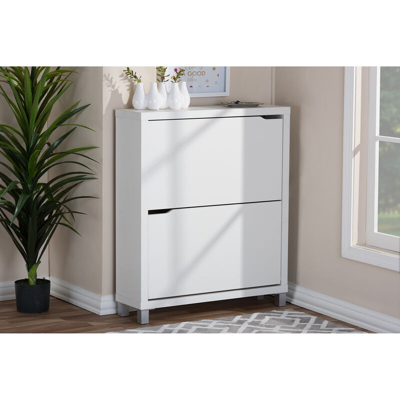 Baxton Studio Simms White Modern Shoe Cabinet