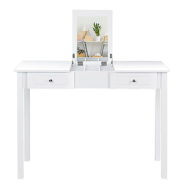 Modern Vanity Dressing Table with 1 Flip Top Mirror and 2 Drawers image number 1