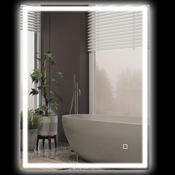 Dimmable Bathroom Mirror with LED Lights, 3 Colors, Defogging Film