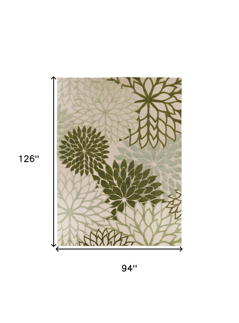 HomeRoots 8' X 11' Ivory And Green Floral Indoor Outdoor Area Rug image number 3