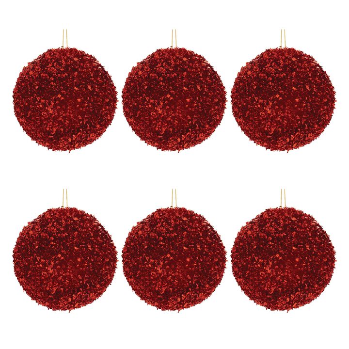 6-Piece Sequin Ball Ornament Set – Sparkly Holiday Decorations for Elegant & Festive Tree Styling