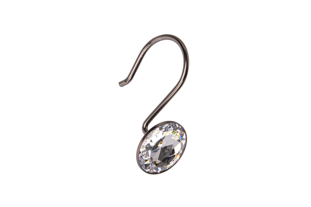 Utopia Alley Rust-Resistant Metal Shower Curtain Hooks with Large Crystal, Set of 12