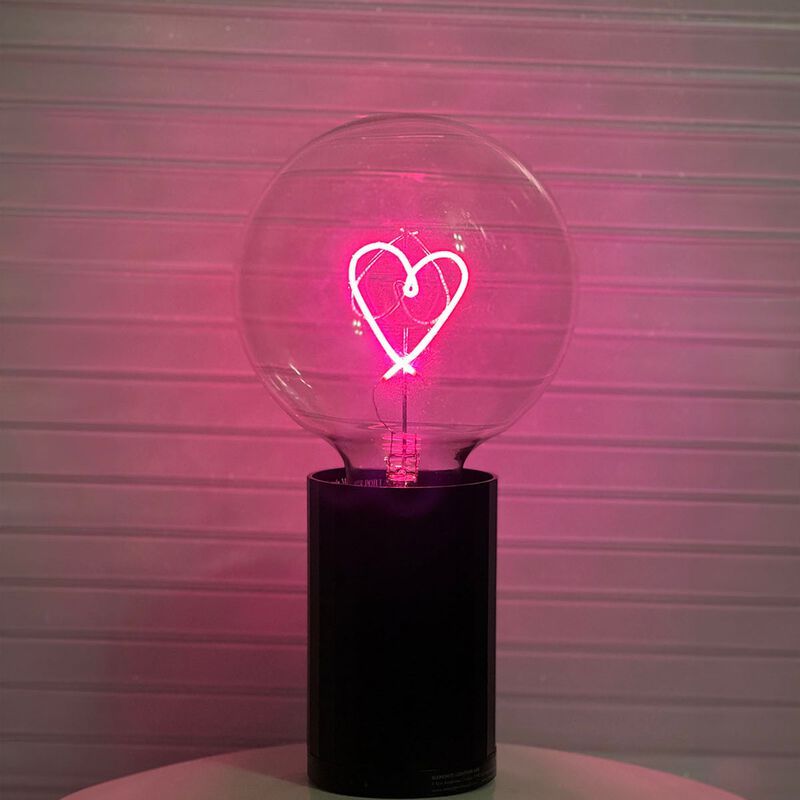 Bulb HEART Red with Base Table Lamp PORTABLE Pop image number 4
