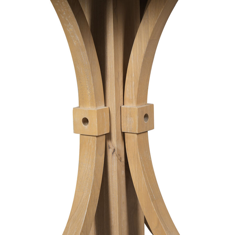 Merax Farmhouse Dining Table with Reinforced Cross Base, Solid Rubberwood Frame image number 5
