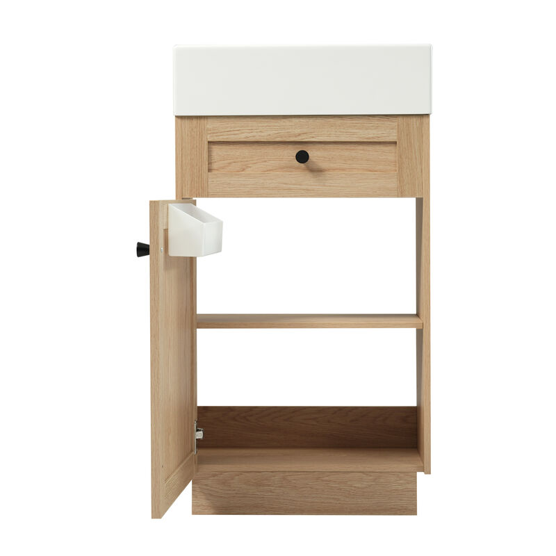 Whisen 18.5" Bathroom Vanity with Reversible Resin Sink, MDF Cabinet with Adjustable Shelf and Elegant Zinc Alloy Handles