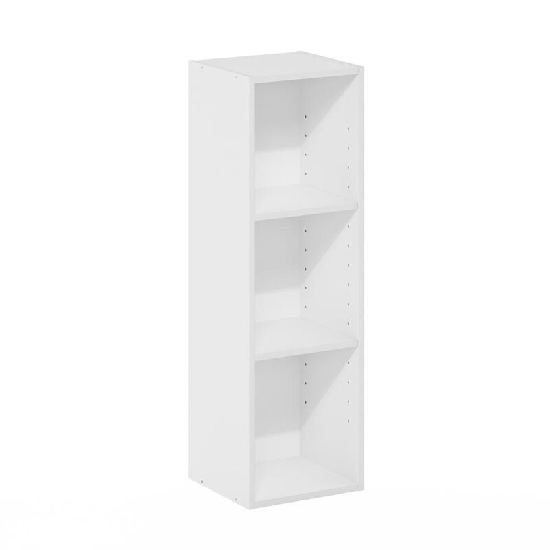 Fulda 3-Tier Space Saving Storage Shelf Bookcase, 10-Inch Width, White