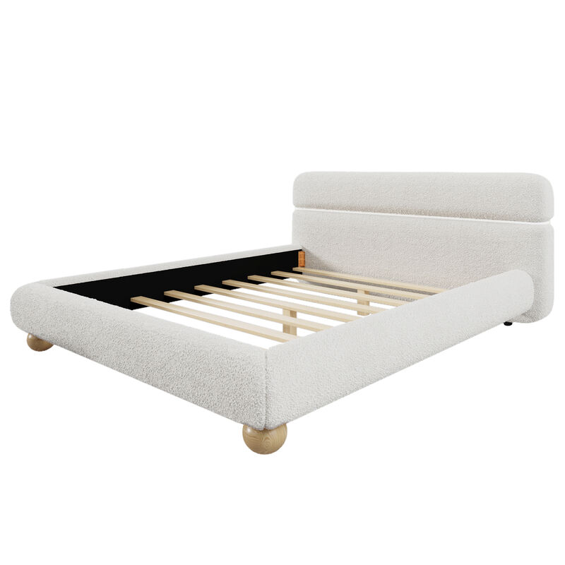 Merax Contemporary Boucle Upholstered Platform Bed