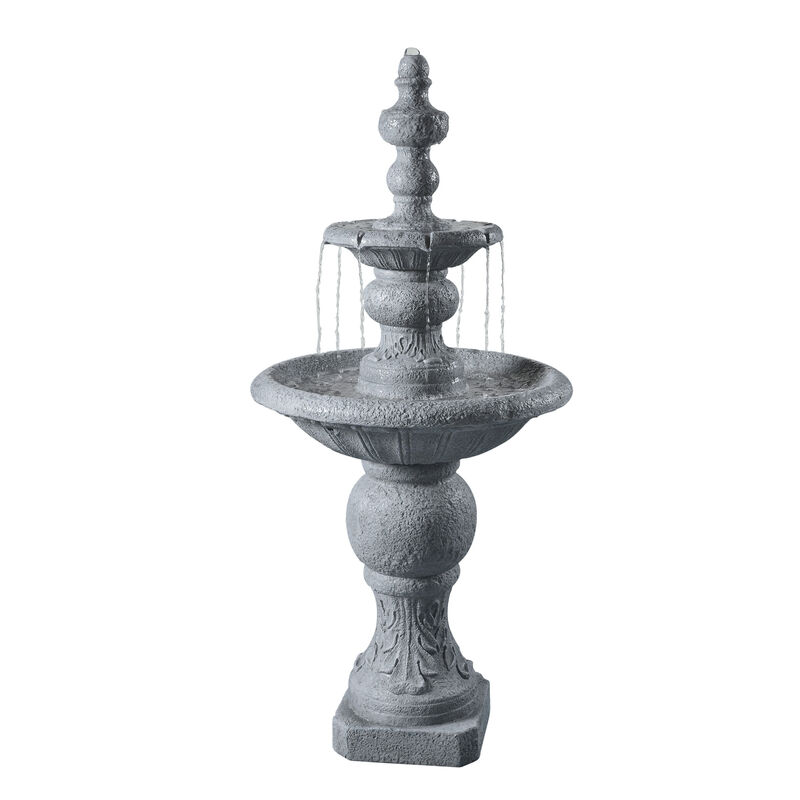 Icy Stone Two-Tier Outdoor Water Fountain, Stone Gray image number 0