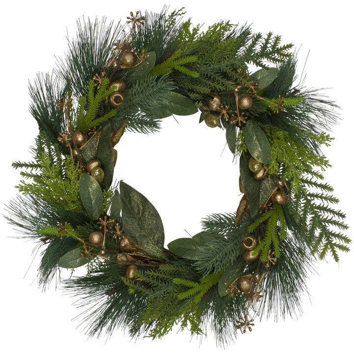 Leaves  Berry and Cedar Artificial Christmas Wreath - 20-Inch  Unlit