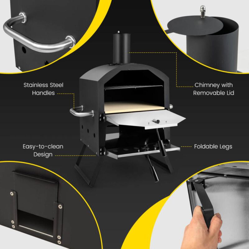 Hivvago 2-Layer Pizza Oven with Removable Cooking Rack and Folding Legs