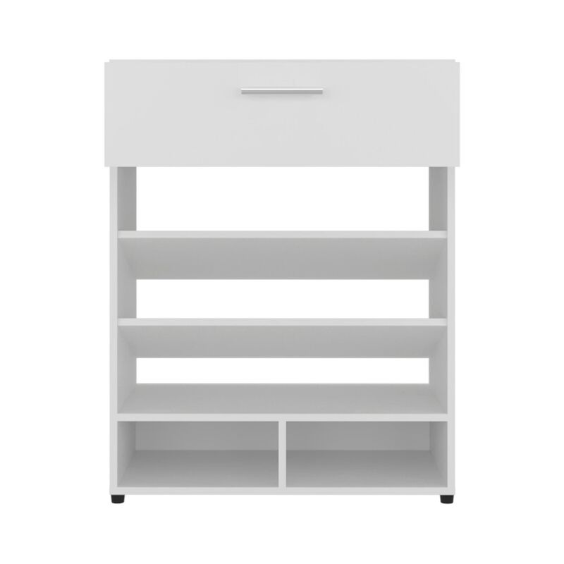 Kearns Shoe Rack,1 Door,4 Legs,5 Shelves,White
